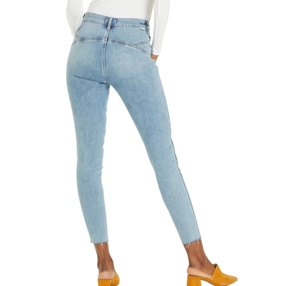 Dear John Olivia Luanda Medium Wash High Rise Stretch Cut Off Skinny Jeans